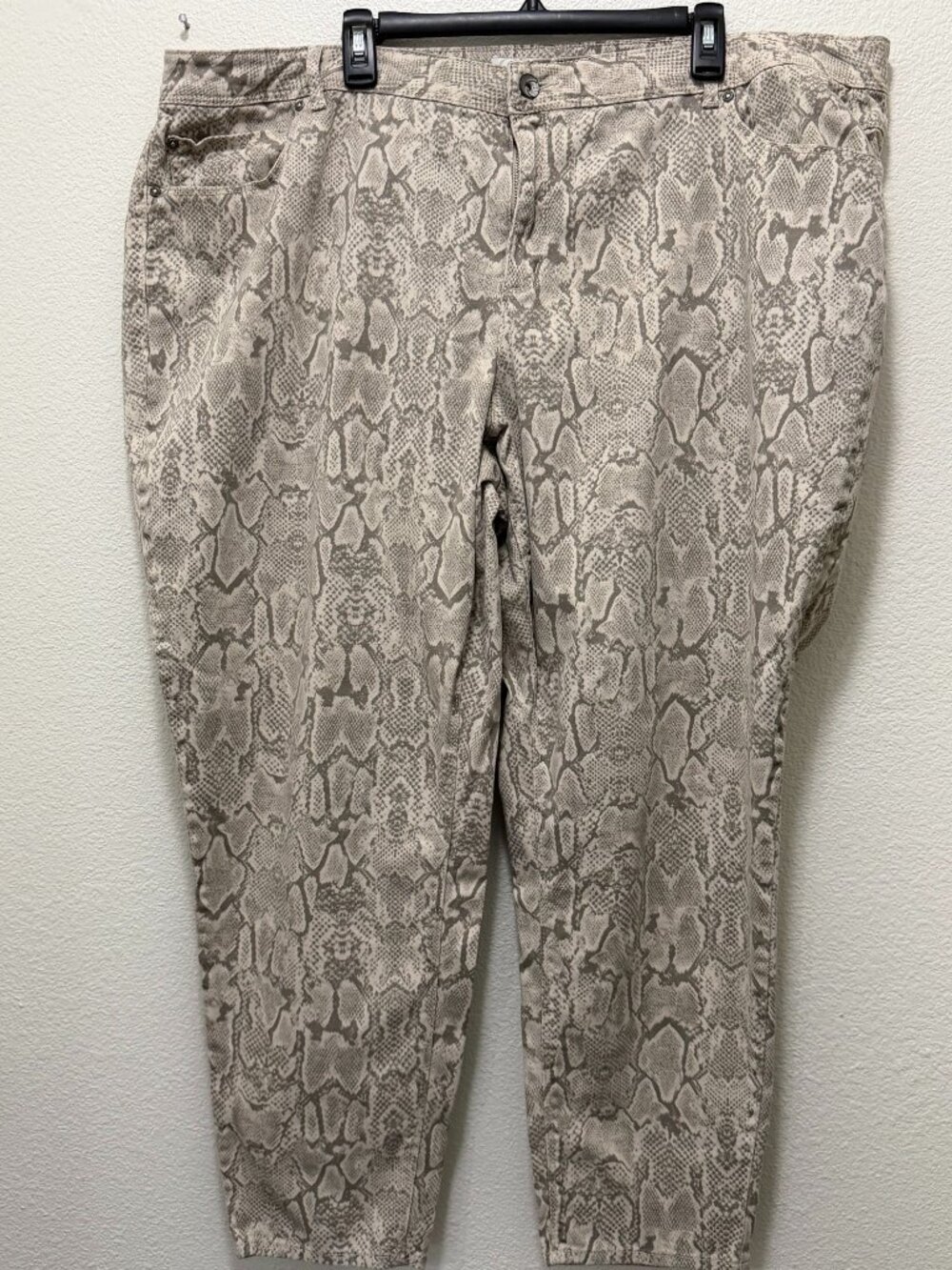 Cato est 1946 curvy denim, beige and tan snakeskin print, size 24W